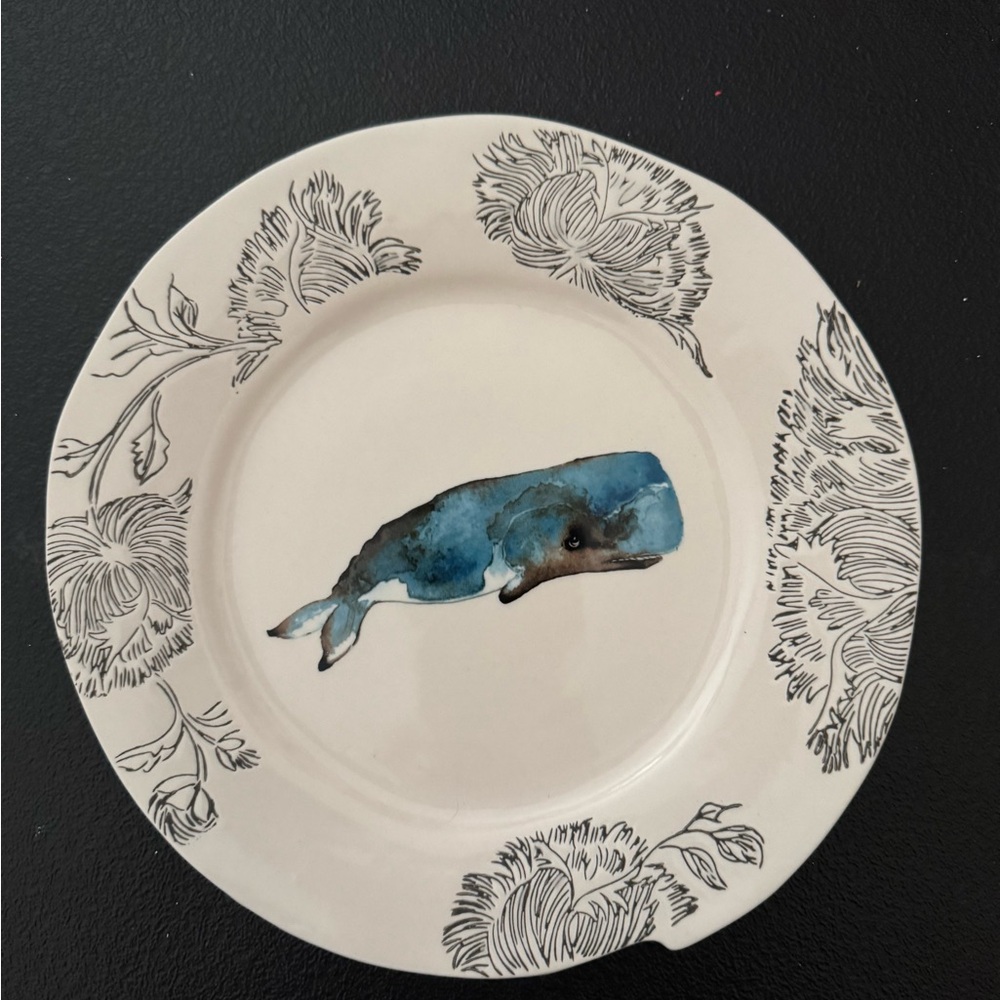 Anthropologie Blue Whale Dinner Plate